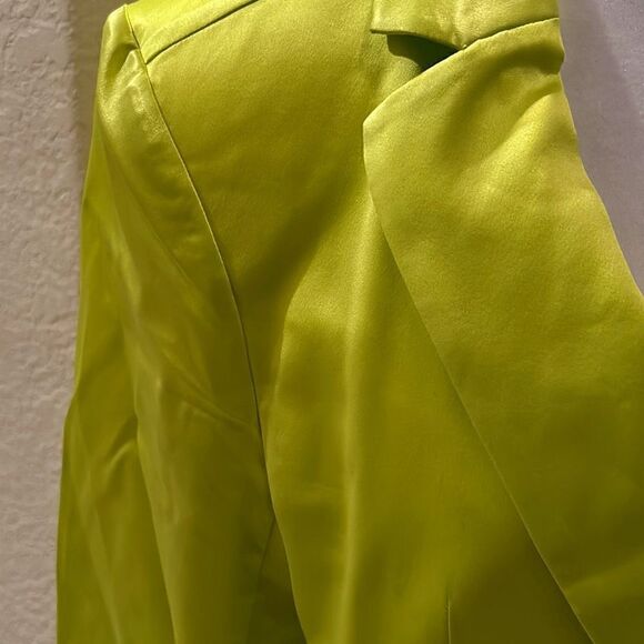Ser.O.Ya Womens XS Neon Lime Motlee Jacket 100% Silk Button Closure Pockets NWT - Picture 3 of 8